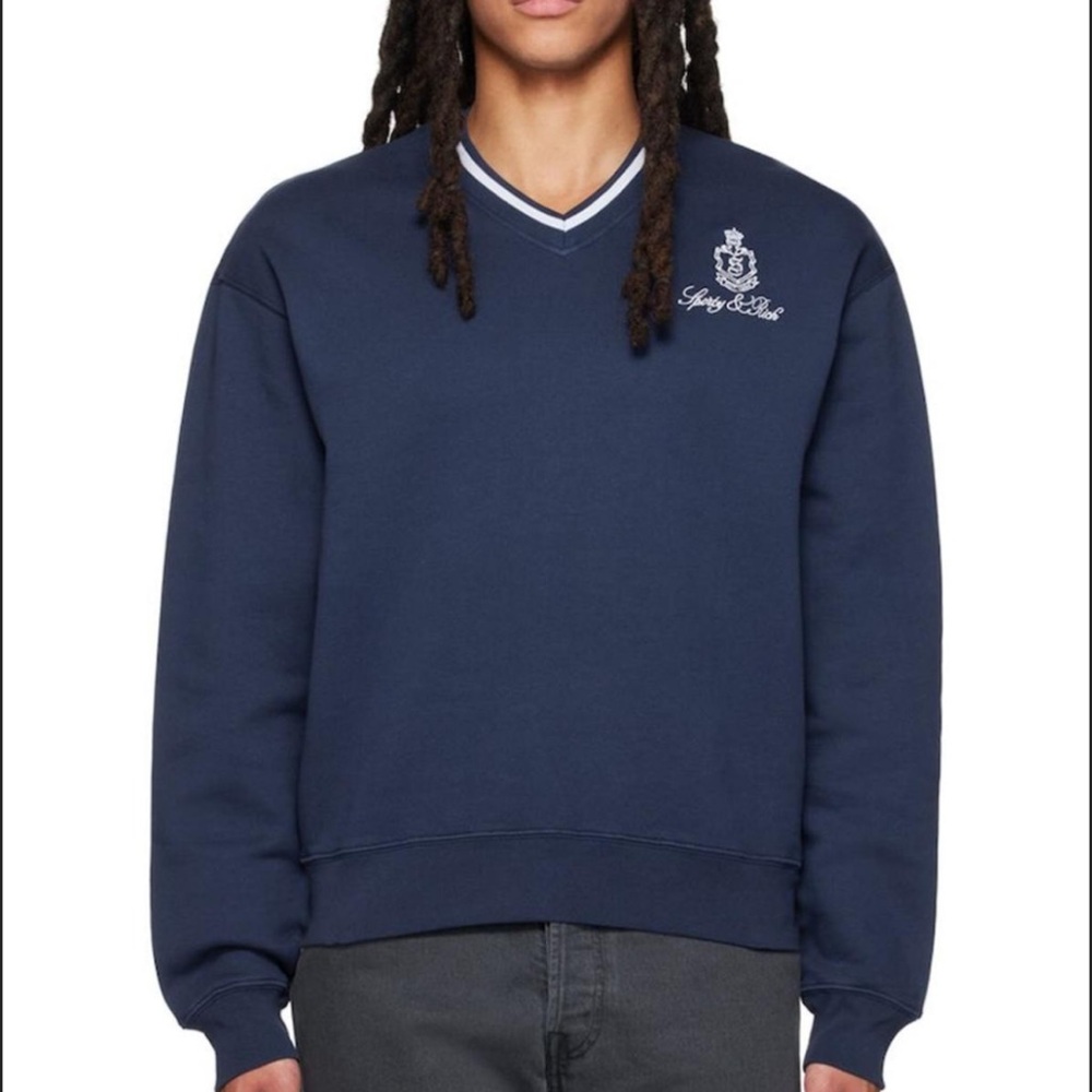 Sporty & Rich Blue V-Neck Sweater
